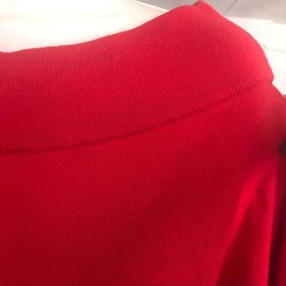 Bold Elements Boat Neckline Cut to Curve Red Sweater Shirt - Picture 2 of 8
